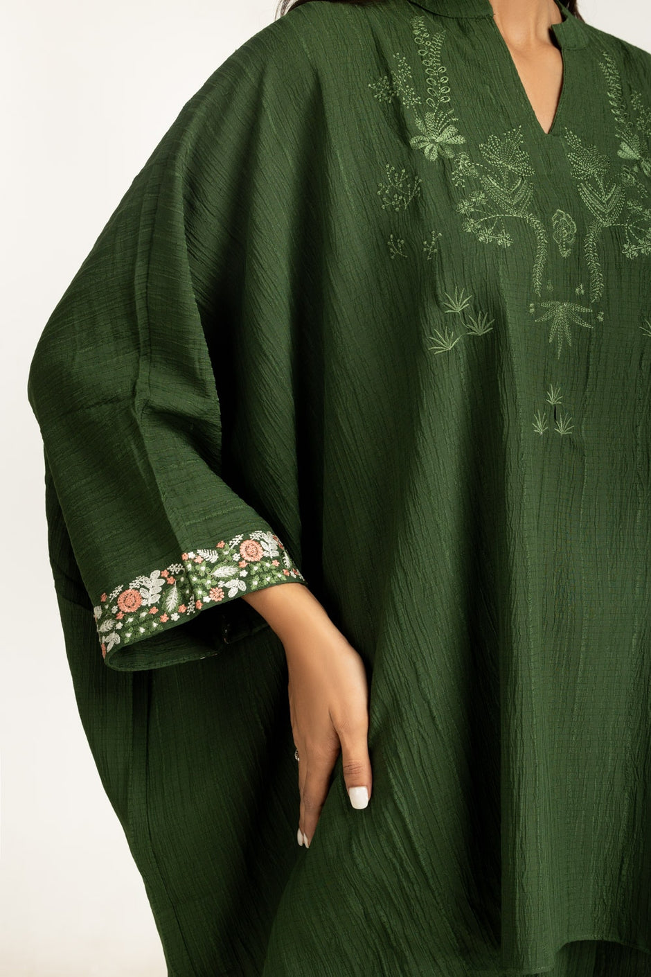Ripple Crinkle Embroidered Co-Ord Set