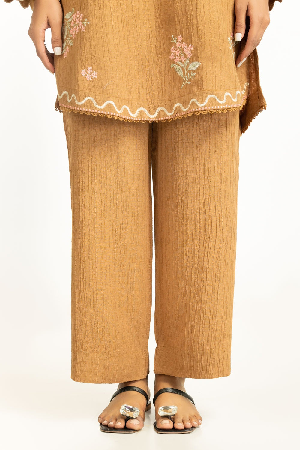 Ripple Crinkle Embroidered Co-Ord Set IPST-55131