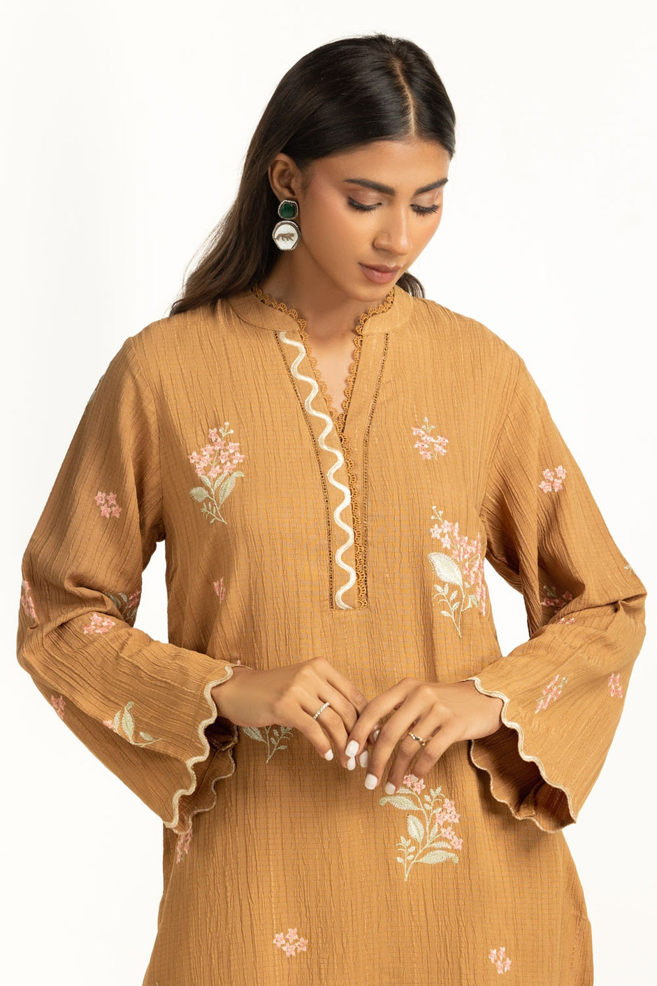 Ripple Crinkle Embroidered Co-Ord Set