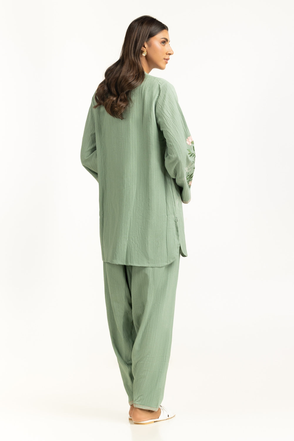 Ripple Crinkle Embroidered Co-Ord Set IPST-55132
