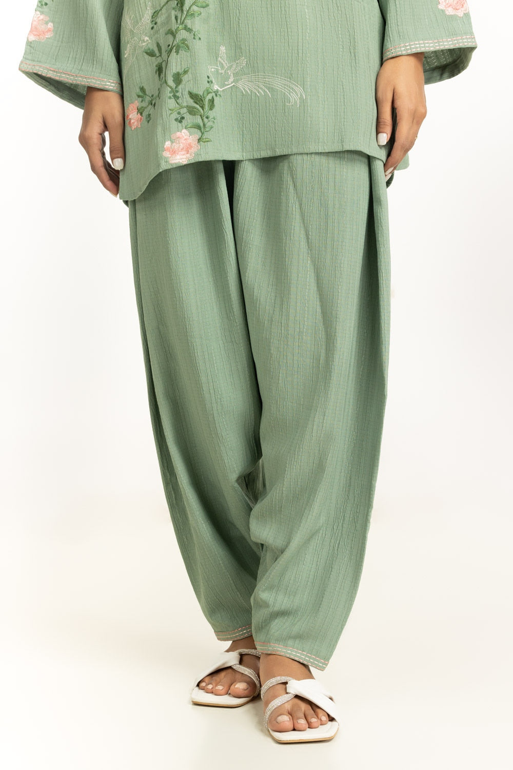 Ripple Crinkle Embroidered Co-Ord Set IPST-55132