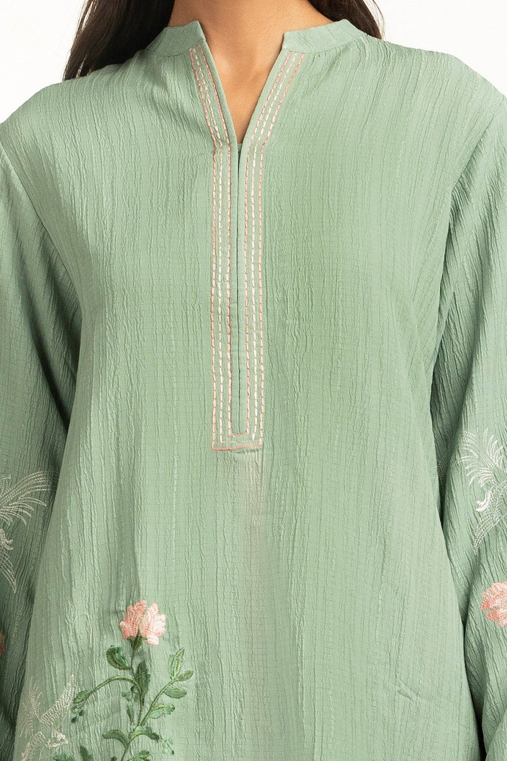 Ripple Crinkle Embroidered Co-Ord Set IPST-55132