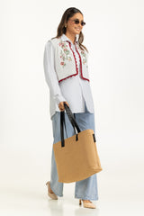 Ripple Crinkle Embroidered Waist Coat IPS-44753