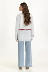 Ripple Crinkle Embroidered Waist Coat IPS-44753