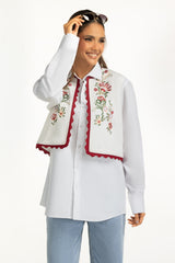 Ripple Crinkle Embroidered Waist Coat IPS-44753