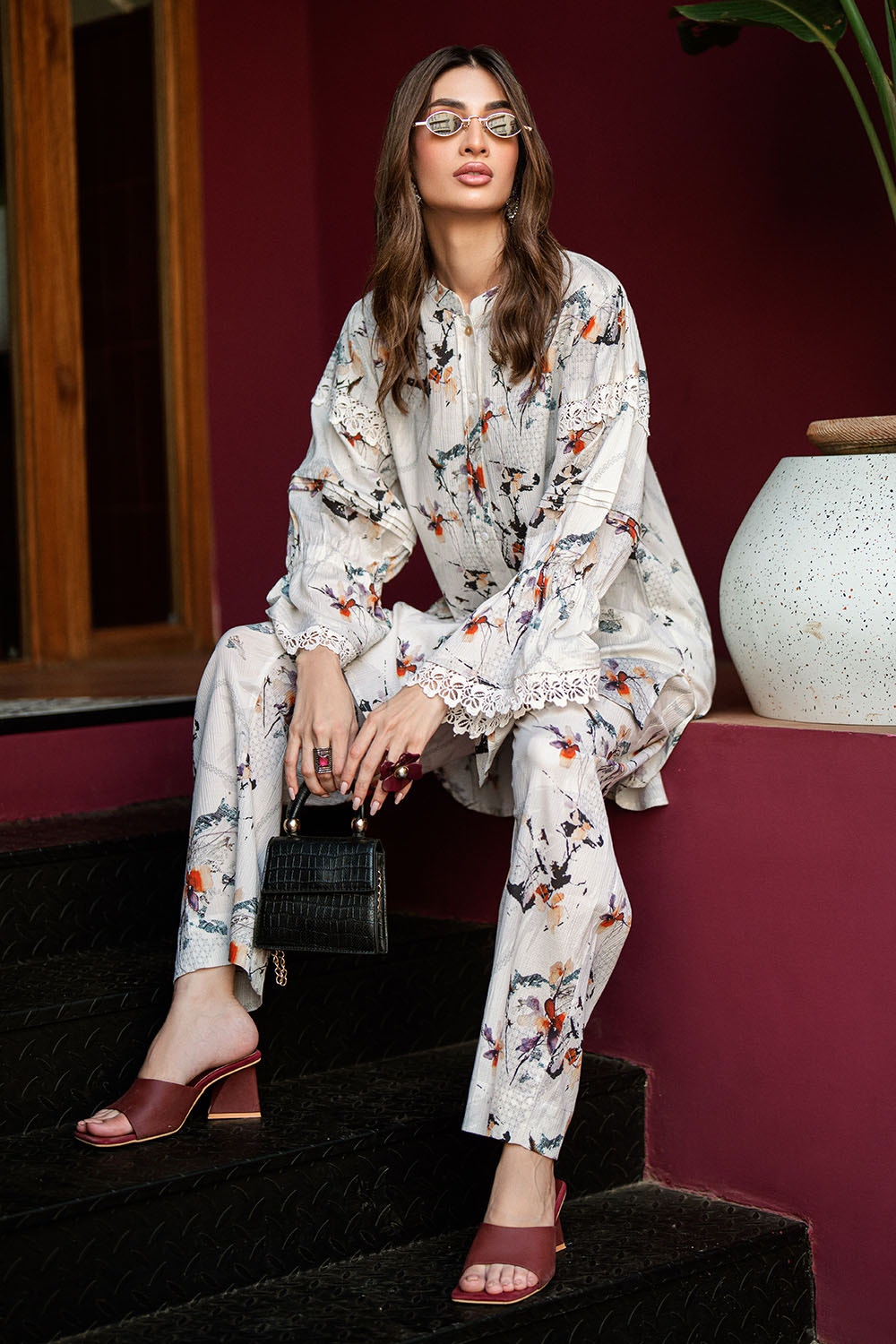 Ripple Crinkle Printed Co-Ord Set IUSTTS-879