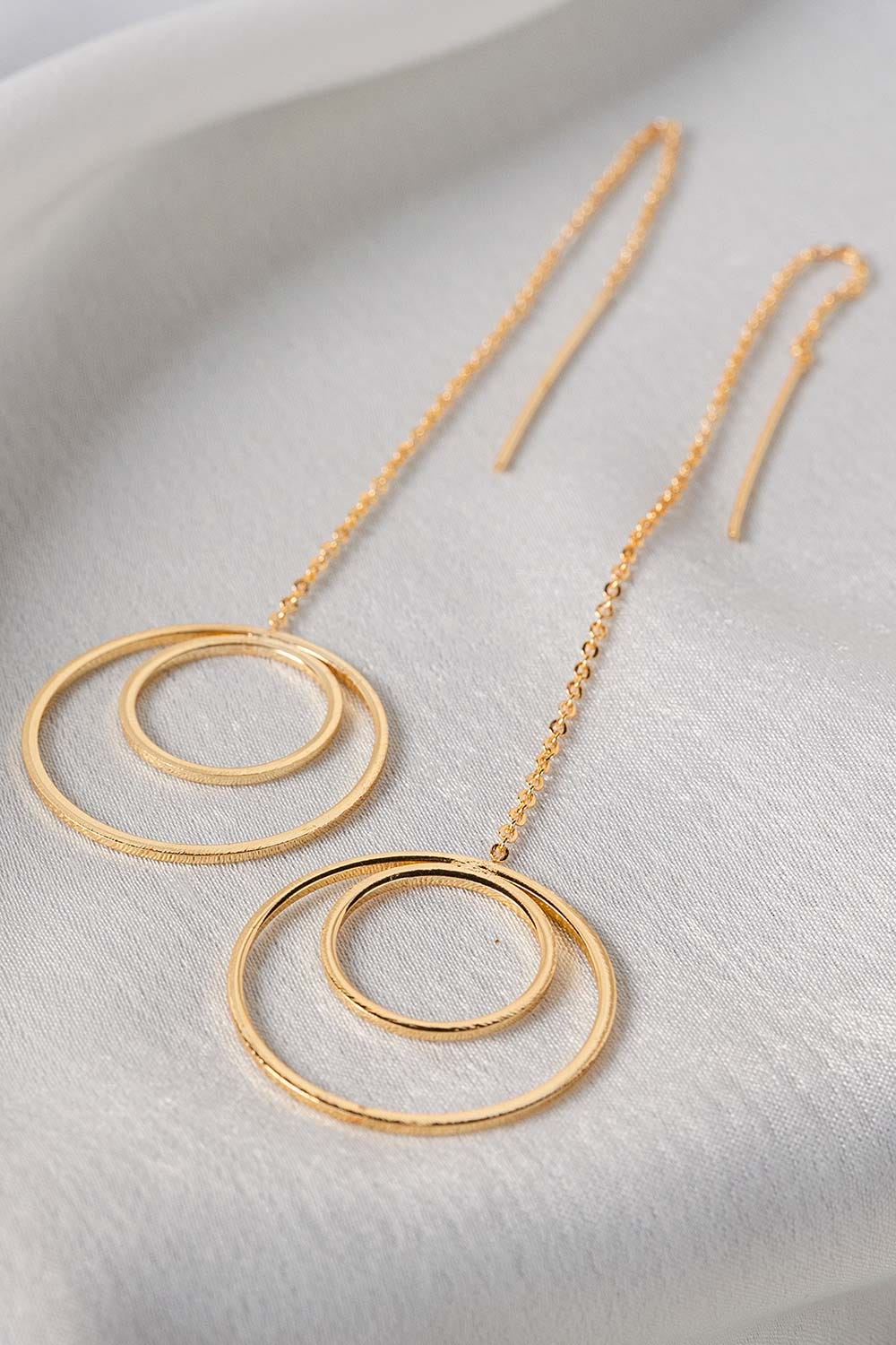 Round Threader Earrings Gold