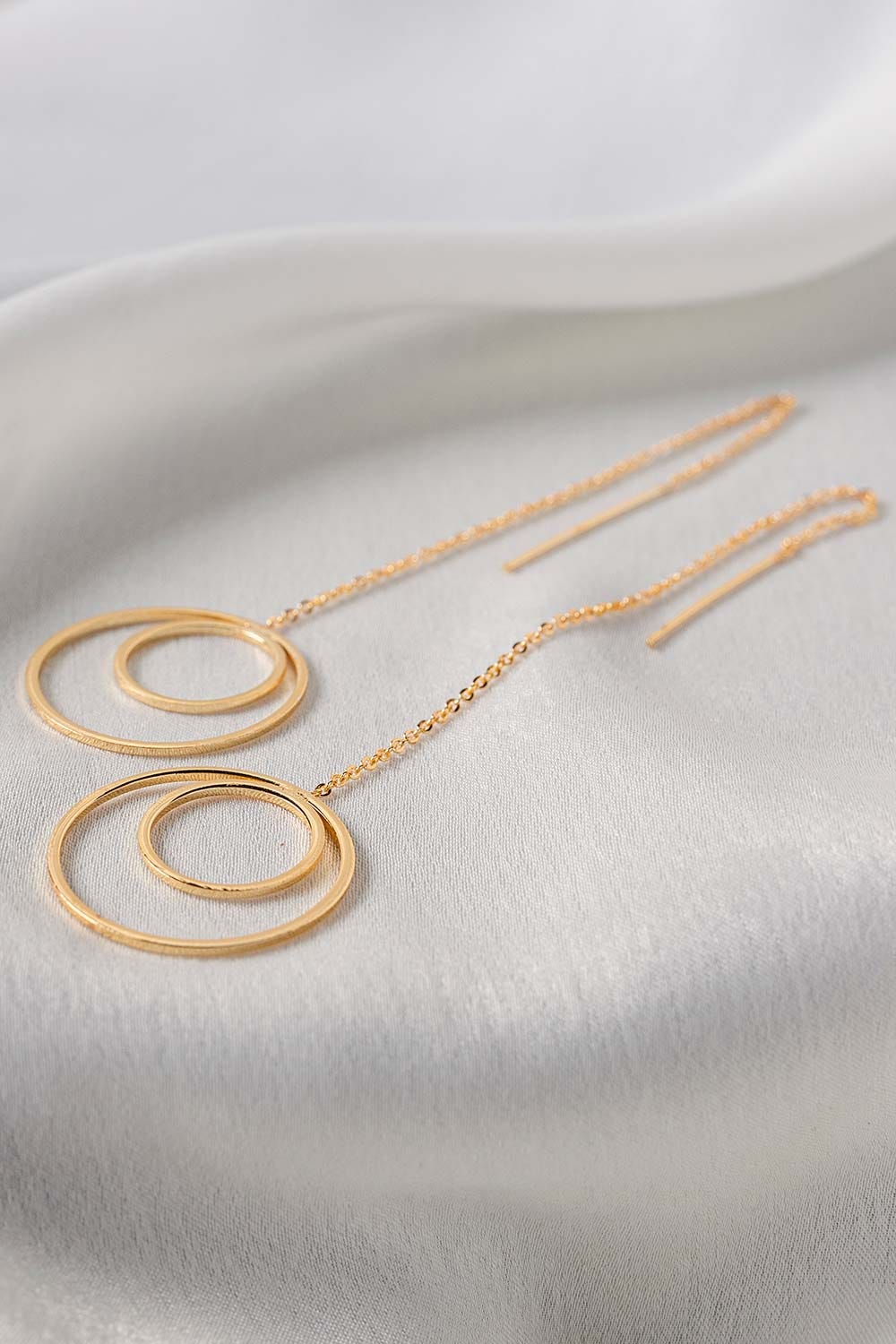 Round Threader Earrings Gold