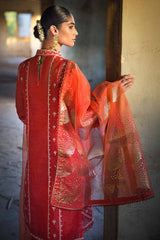 3 Piece Embroidered Foil Printed Nylon Unstitched Suit with Foil Printed Organza Dupatta FE-32110