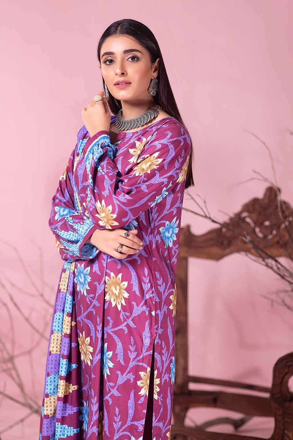 2 Piece Printed Linen Shirt With Dupatta WNST-12013 B