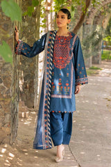 2 Piece Embroidered Cambric Unstitched Suit with Digital Printed Lawn Dupatta TCE-32002