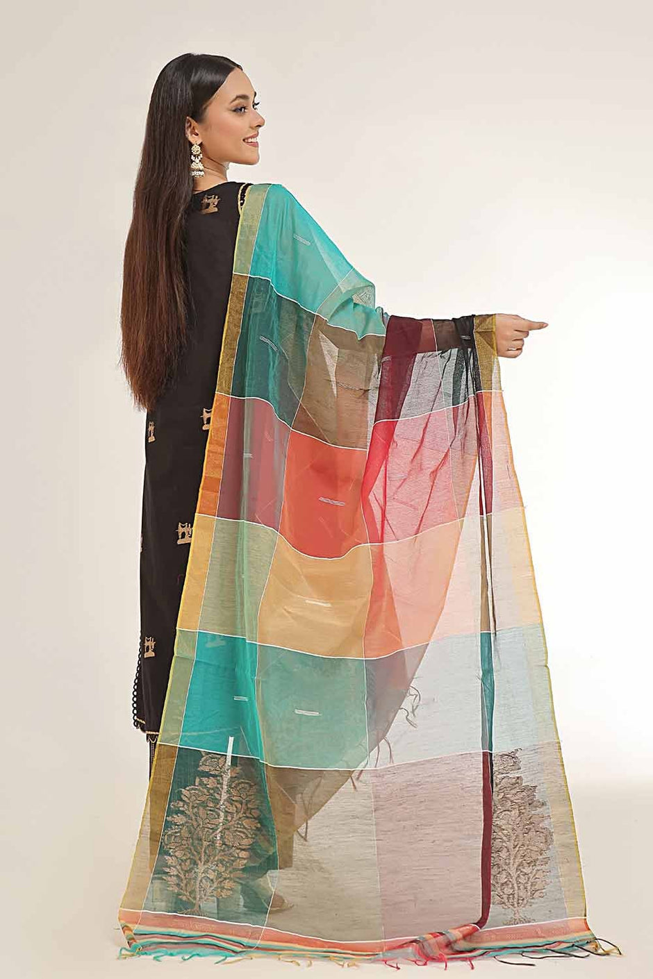 3 Piece Unstitched Jacquard  Gold and Lacquer Printed Suit