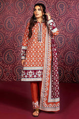 3 Piece Embroidered Printed Khaddar Unstitched Suit K-32024 A