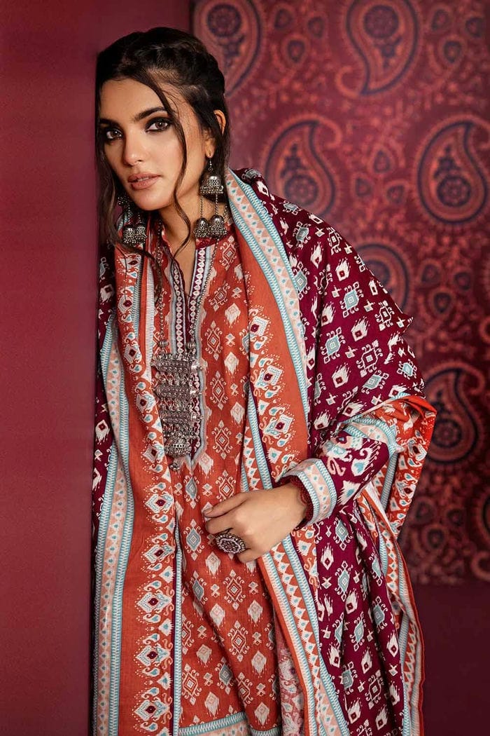 3 Piece Embroidered Printed Khaddar Unstitched Suit K-32024 A