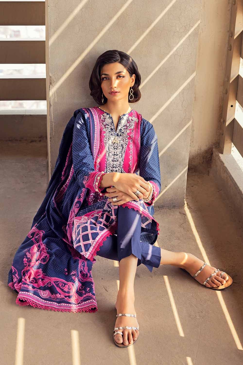 3 Piece Embroidered Cambric Unstitched Suit with Digital Printed Lawn Dupatta CBE-32012