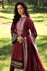 2 Piece Unstitched Embroidered Khaddar Suit with Printed Khaddar Dupatta TK-12005