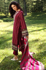 2 Piece Unstitched Embroidered Khaddar Suit with Printed Khaddar Dupatta TK-12005