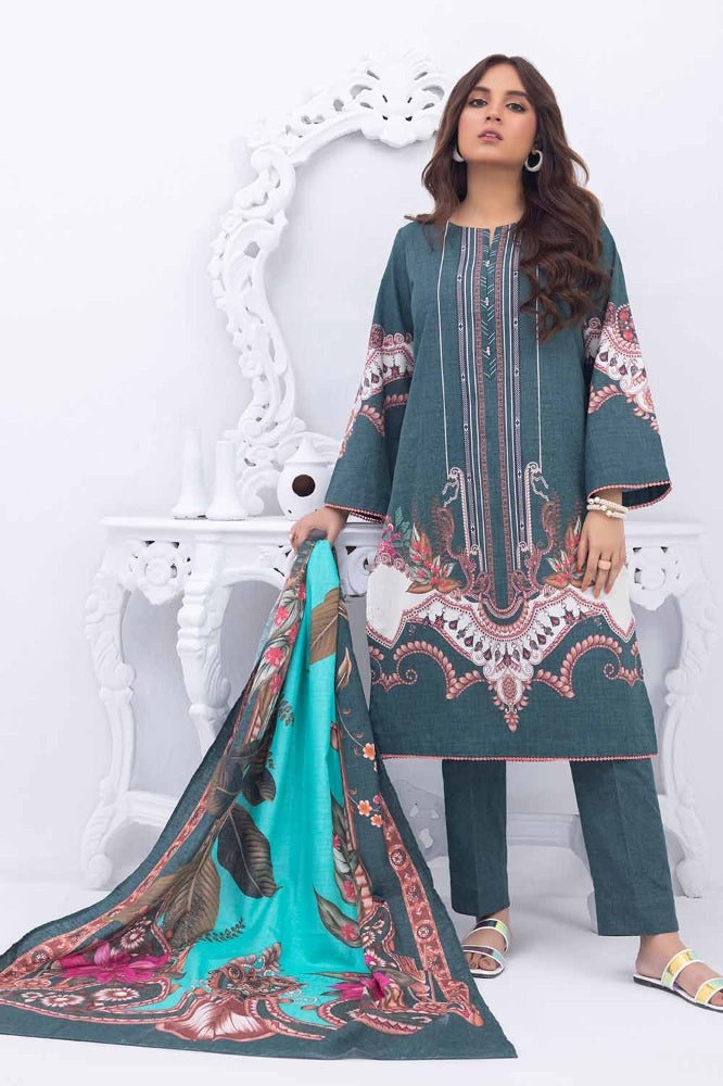 3 Piece Printed Karandi Unstitched Suit