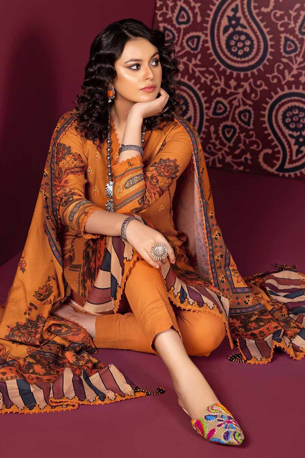 3 Piece Cotton Linen Unstitched Suit K-32006