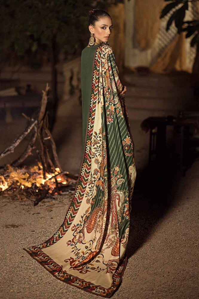 3 Piece Embroidered Dyed Karandi Unstitched Suit with Embroidered Karandi Shawl