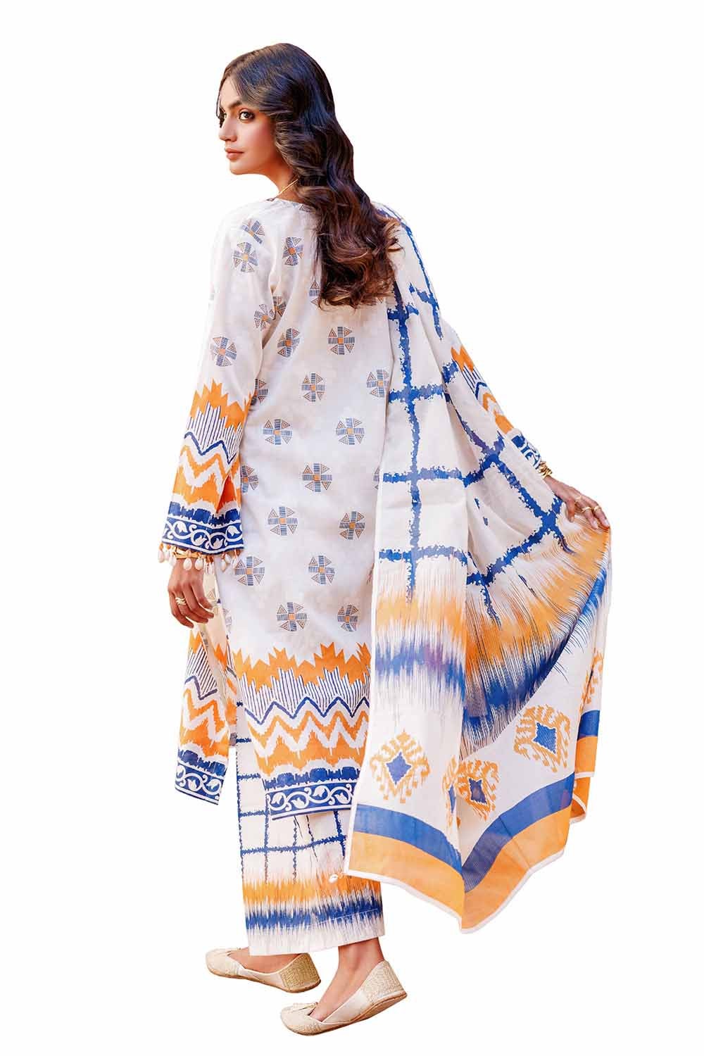 3 Piece Unstitched Jacquard Printed Suit with Denting Lawn Dupatta MJ-42045