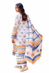 3 Piece Unstitched Jacquard Printed Suit with Denting Lawn Dupatta MJ-42045