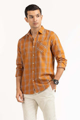 Rust Black Checkered Casual Shirt CS-YD22-044