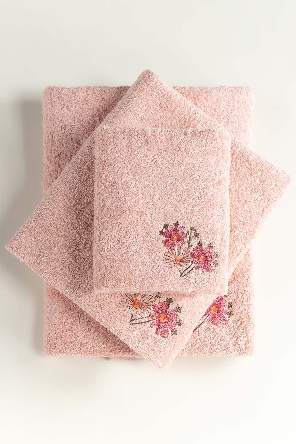 Salmon Combed 3Pc Embroidered Towel Set 23