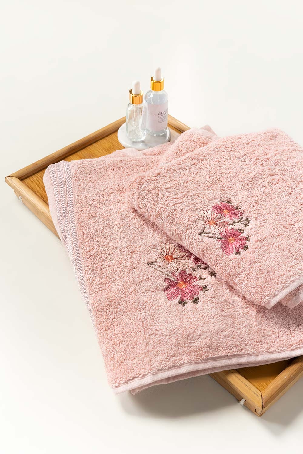 Salmon Combed 3Pc Embroidered Towel Set 23