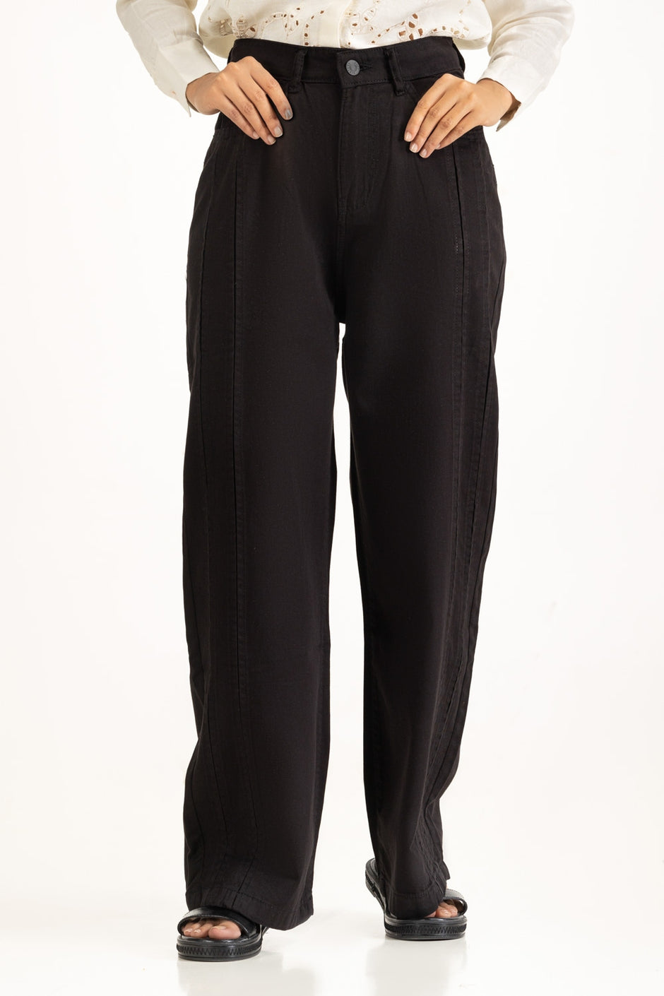 Straight Fit Wide Leg Trousers