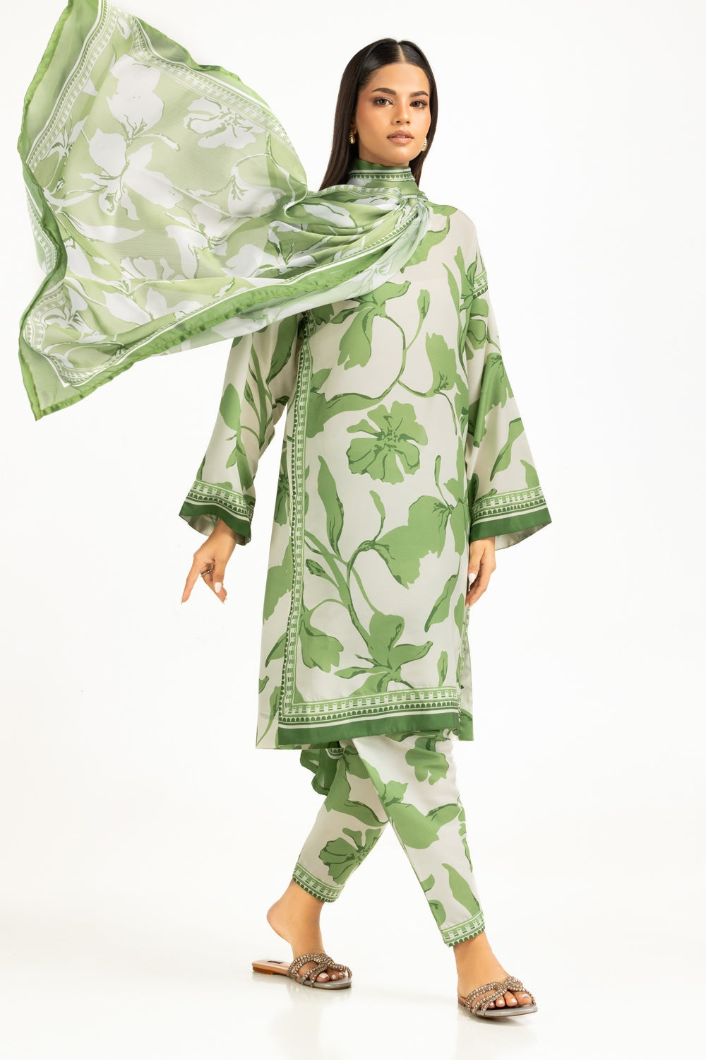 Satin Crinckle Printed Dupatta IPD-44805