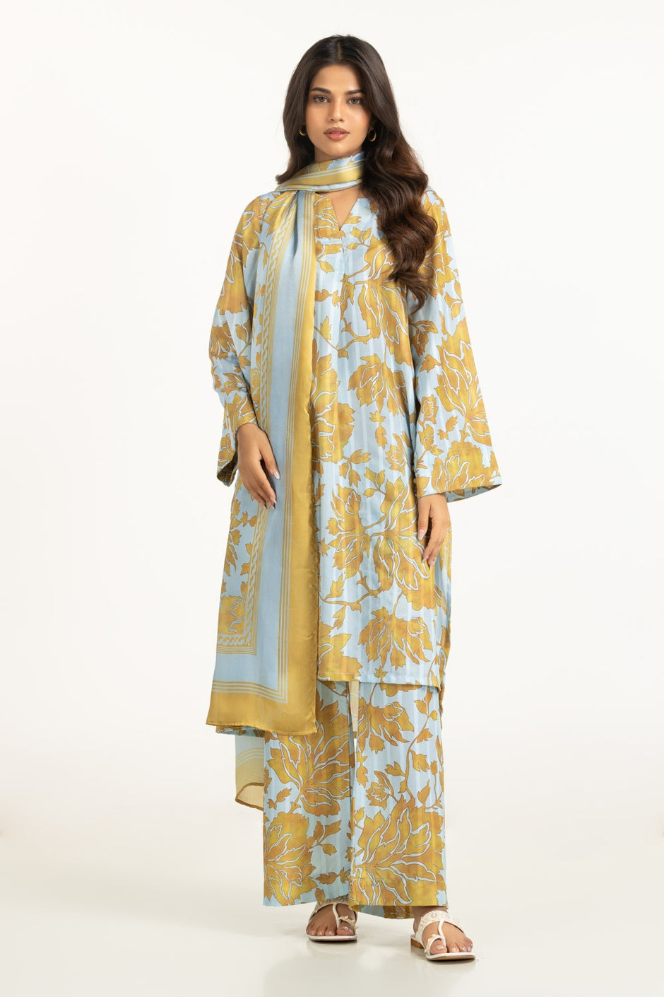 Satin Crinkle Printed Dupatta