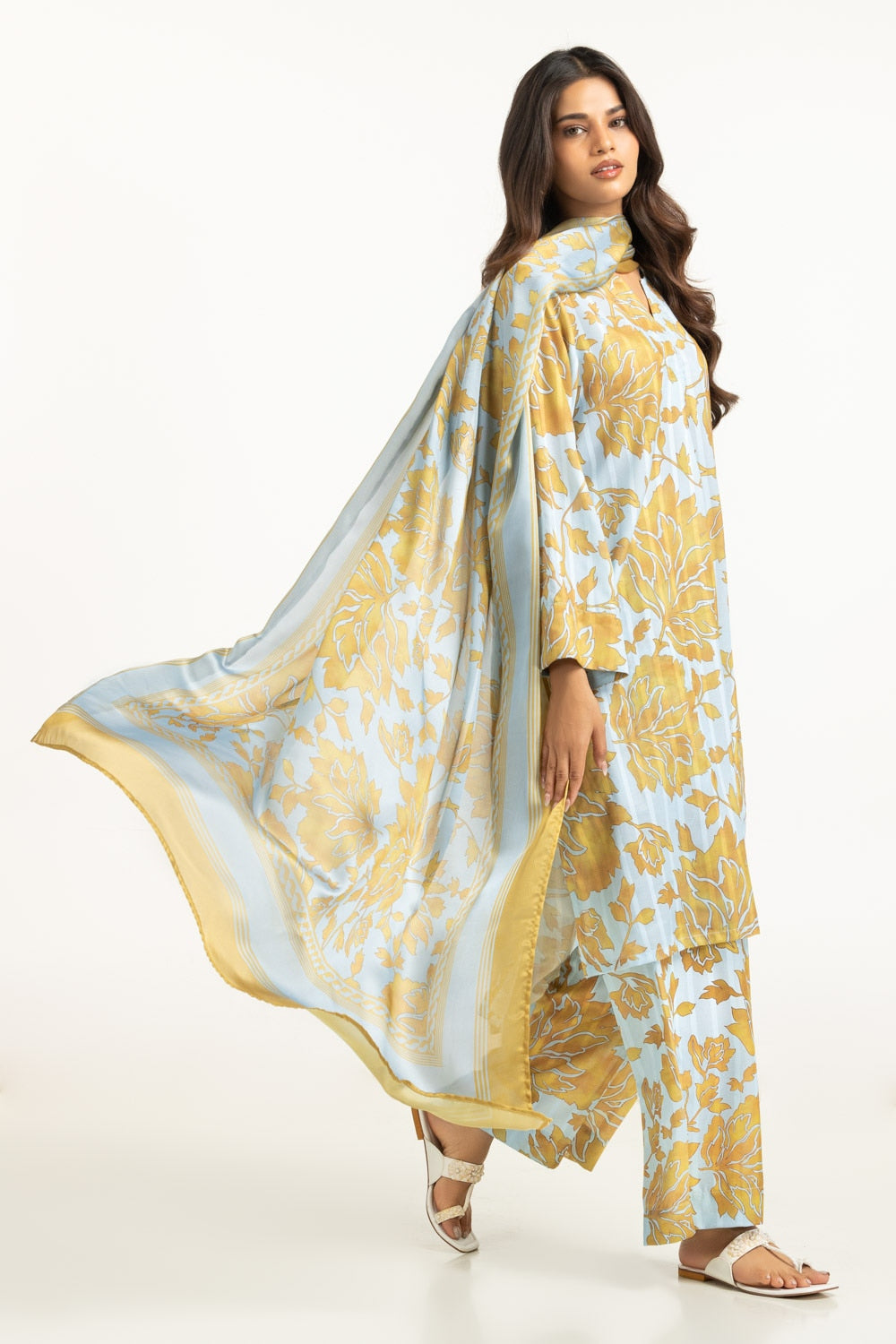 Satin Crinkle Printed Dupatta IPD-44672