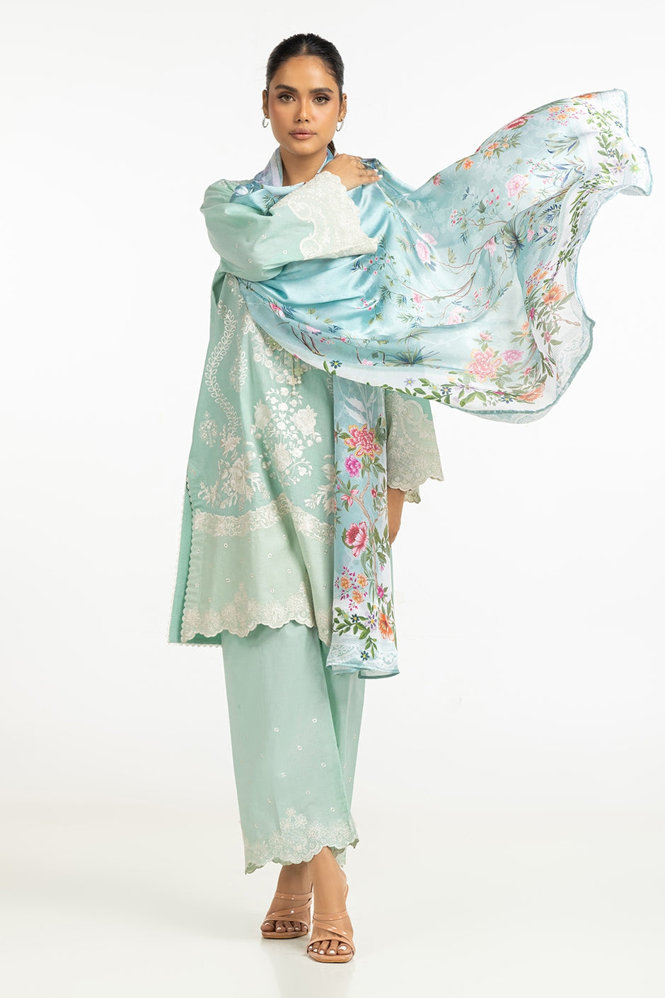 Satin Crinkle Printed Dupatta