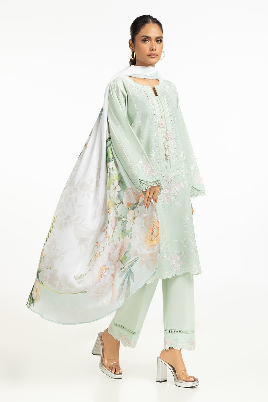 Satin Crinkle Printed Dupatta