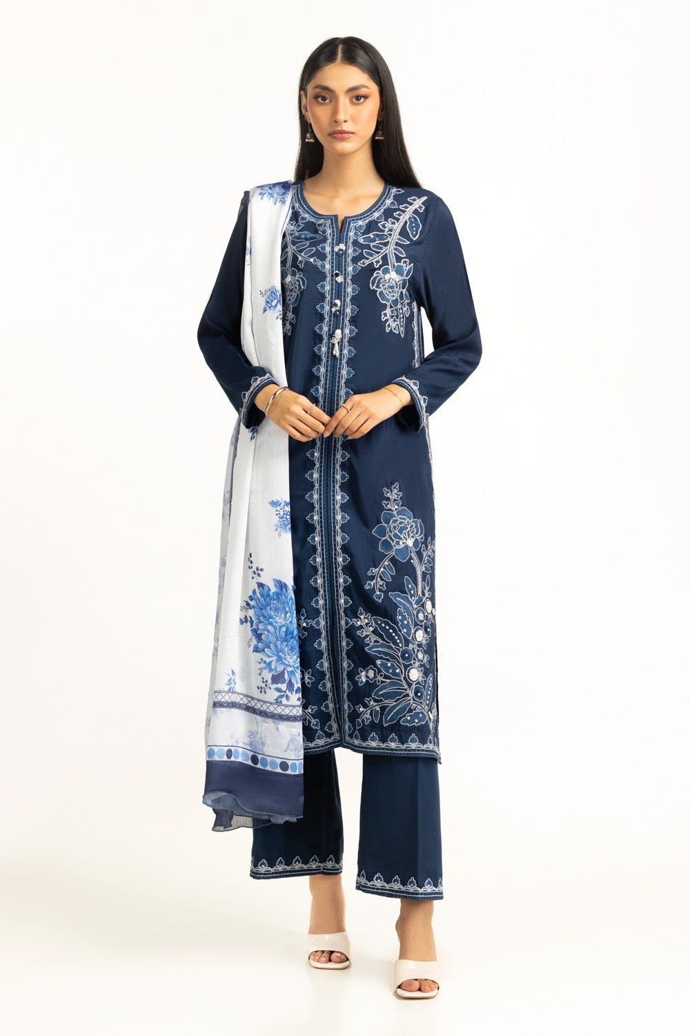 Satin Crinkle Printed Dupatta IPD-44729
