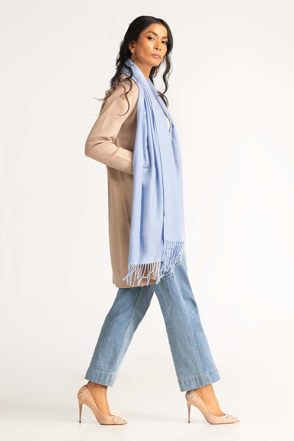 Light Blue Poly Viscose Scarf