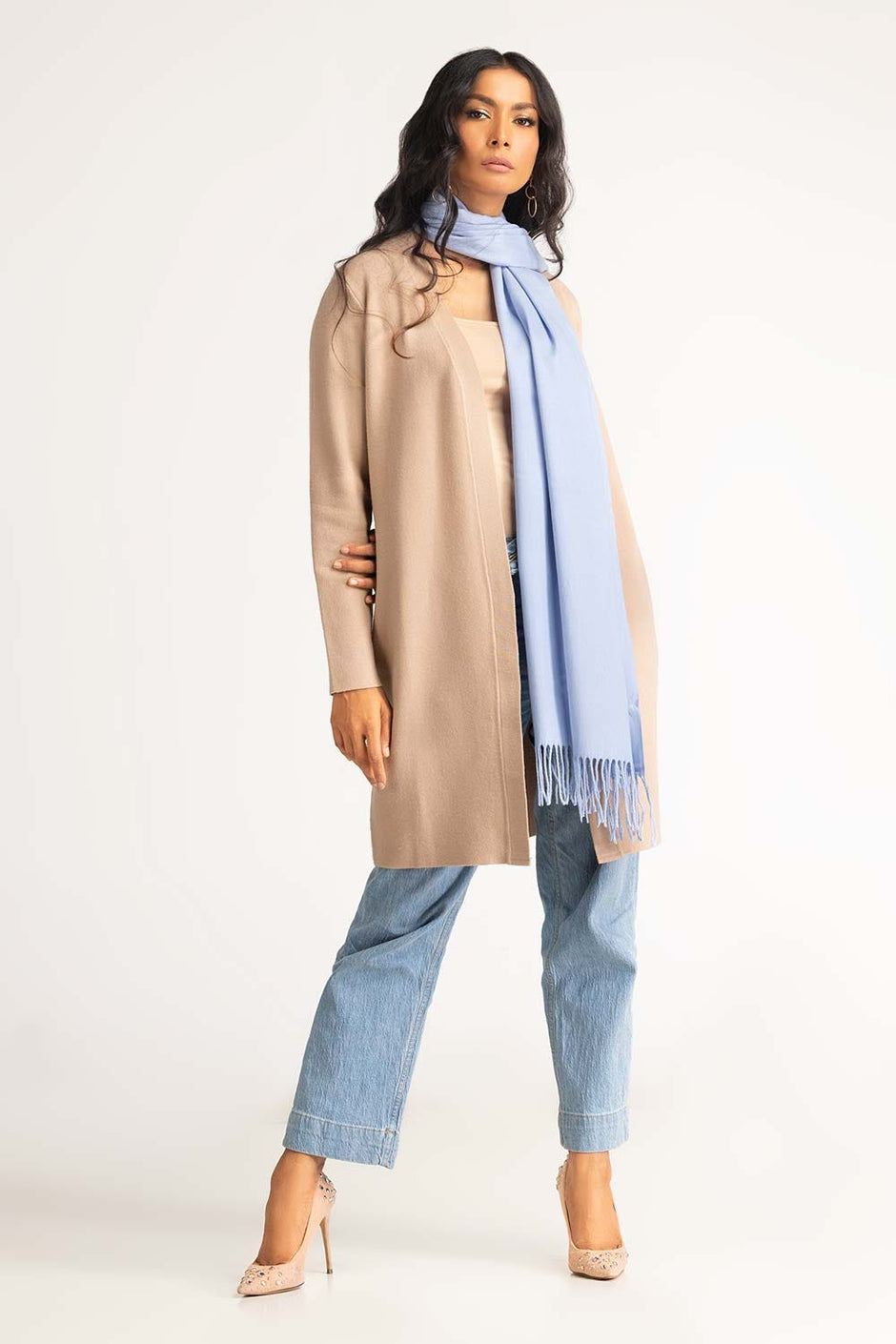 Light Blue Poly Viscose Scarf