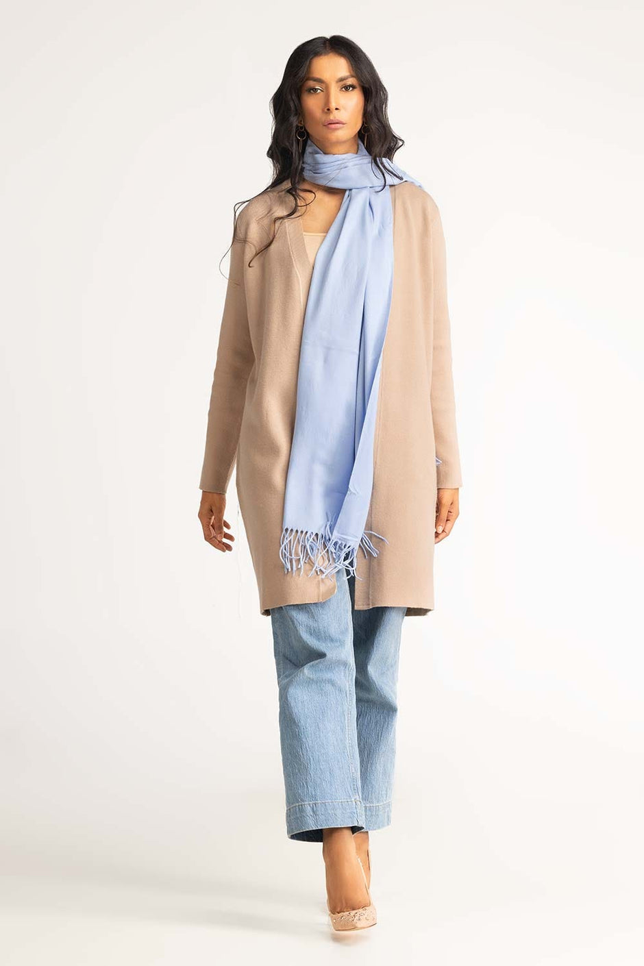 Light Blue Poly Viscose Scarf