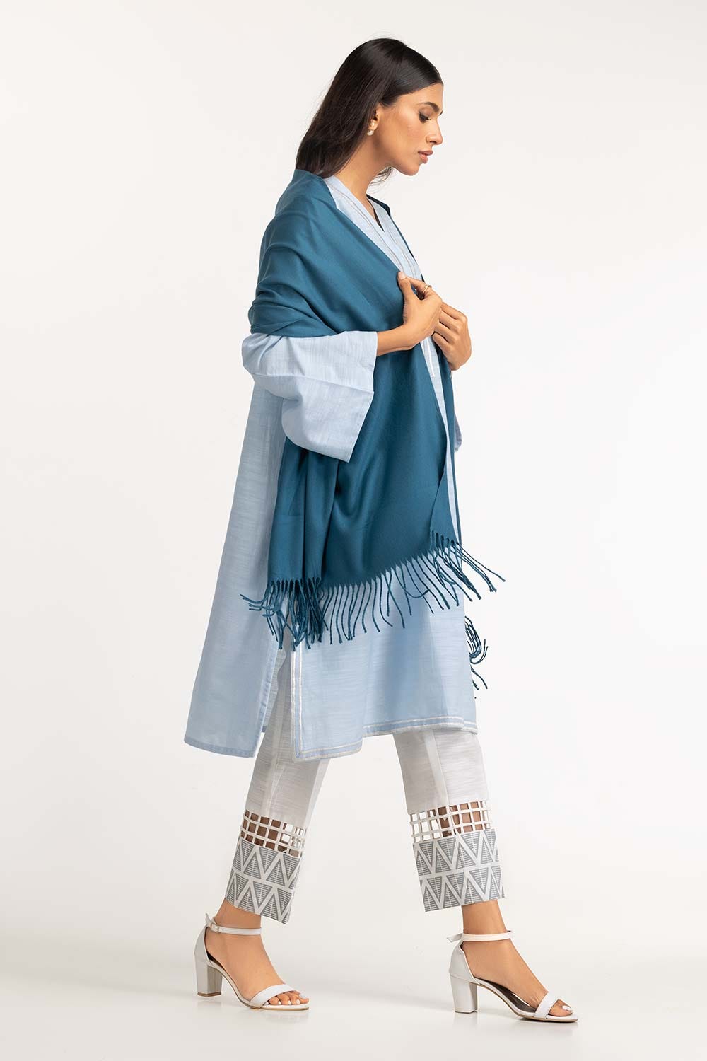 Teal Poly Viscose Scarf SCF-23-11