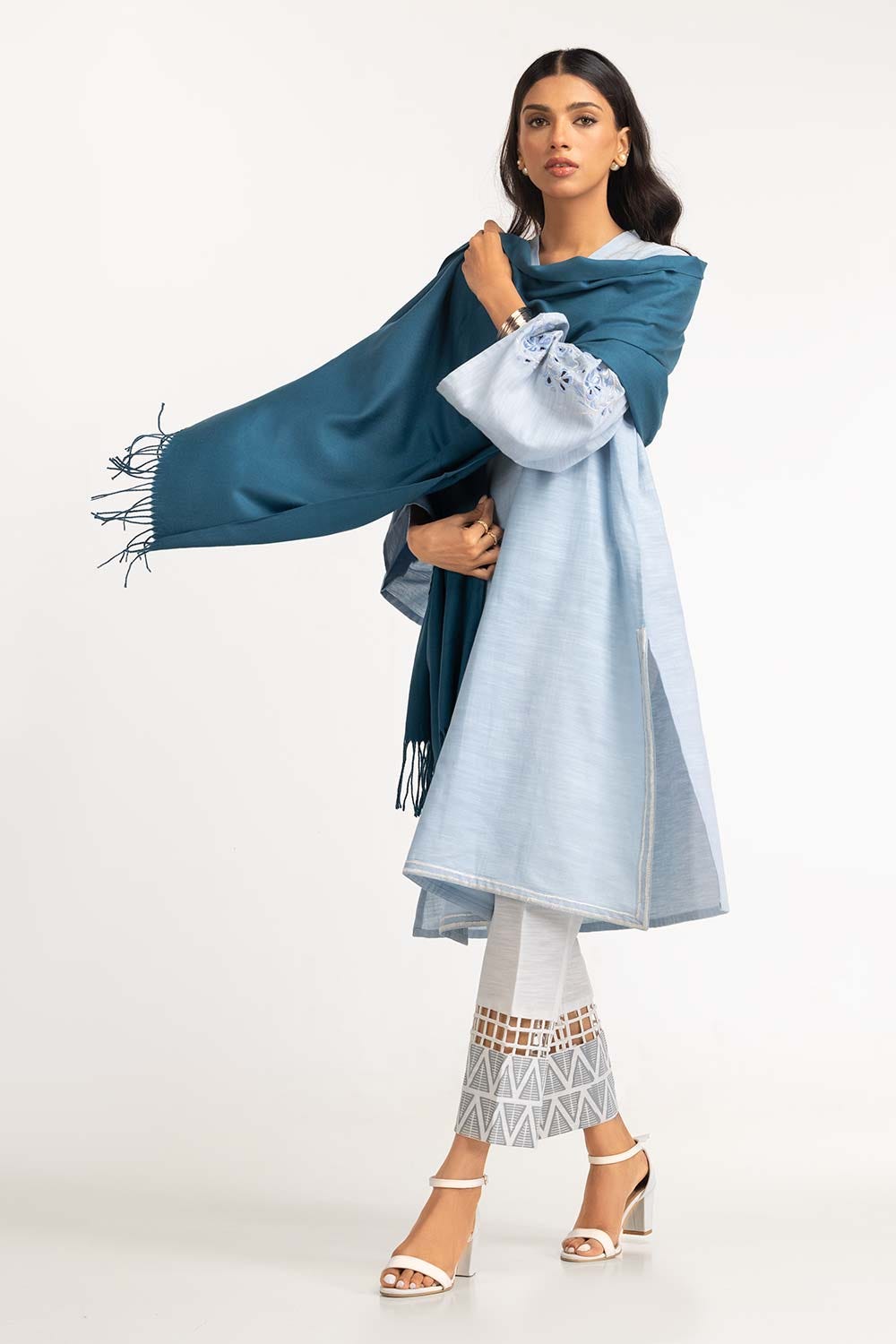 Teal Poly Viscose Scarf SCF-23-11