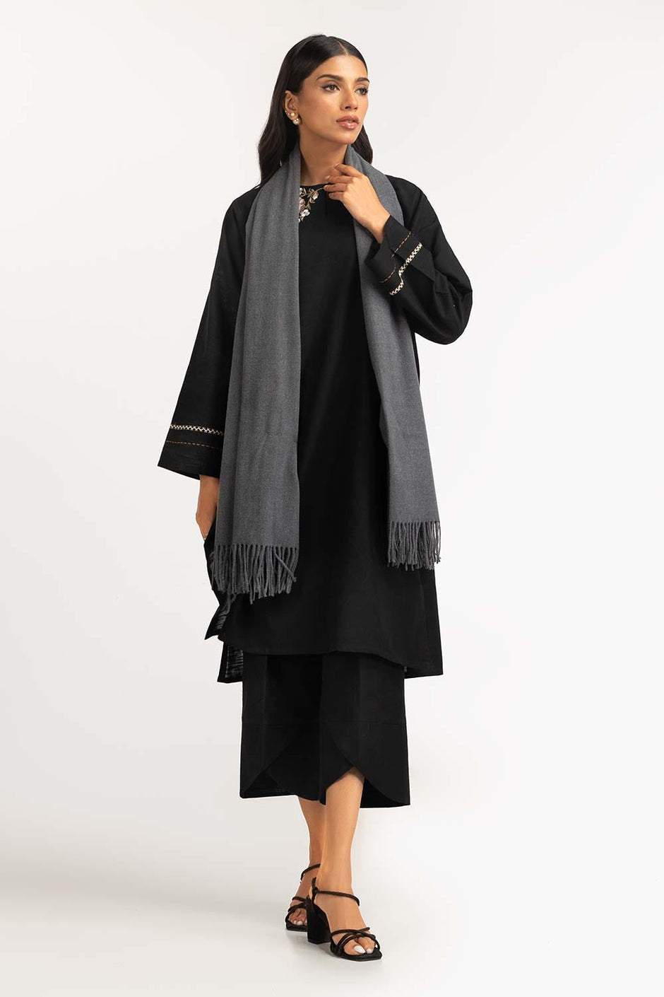 Charcoal Polyester Scarf