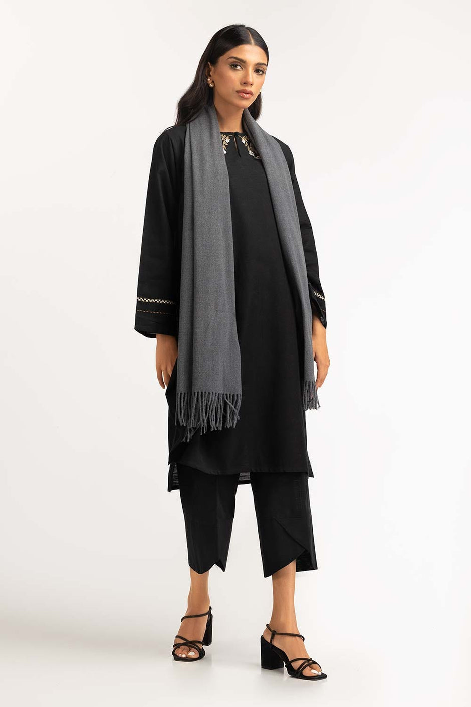 Charcoal Polyester Scarf