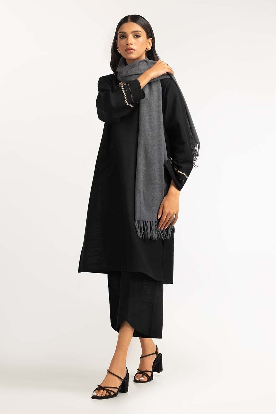 Charcoal Polyester Scarf