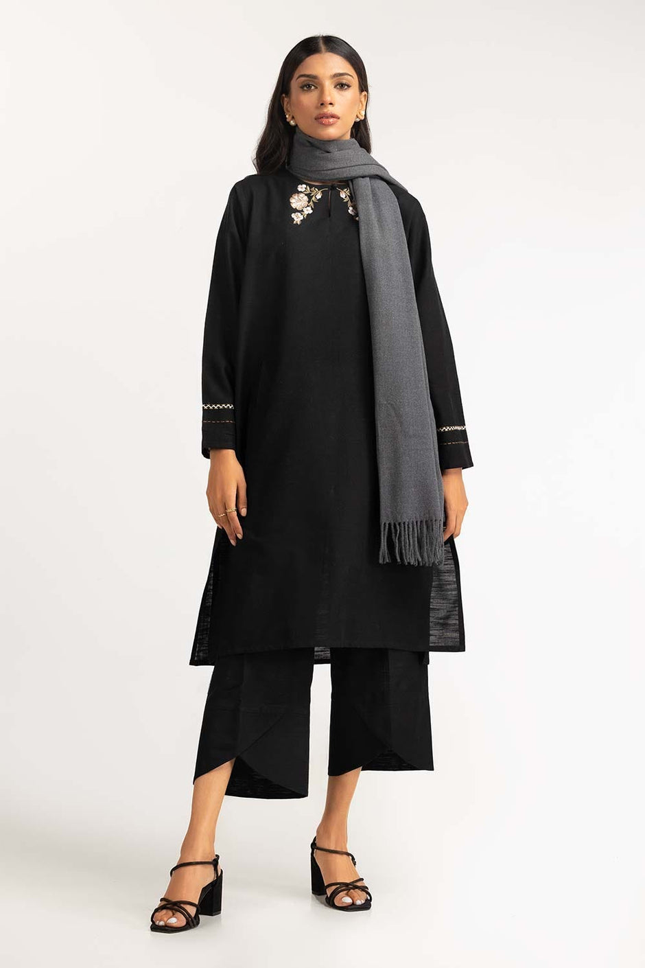 Charcoal Polyester Scarf
