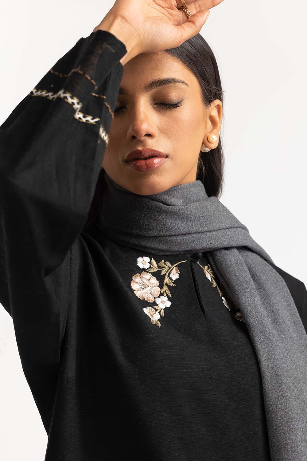 Charcoal Polyester Scarf SCF-23-14