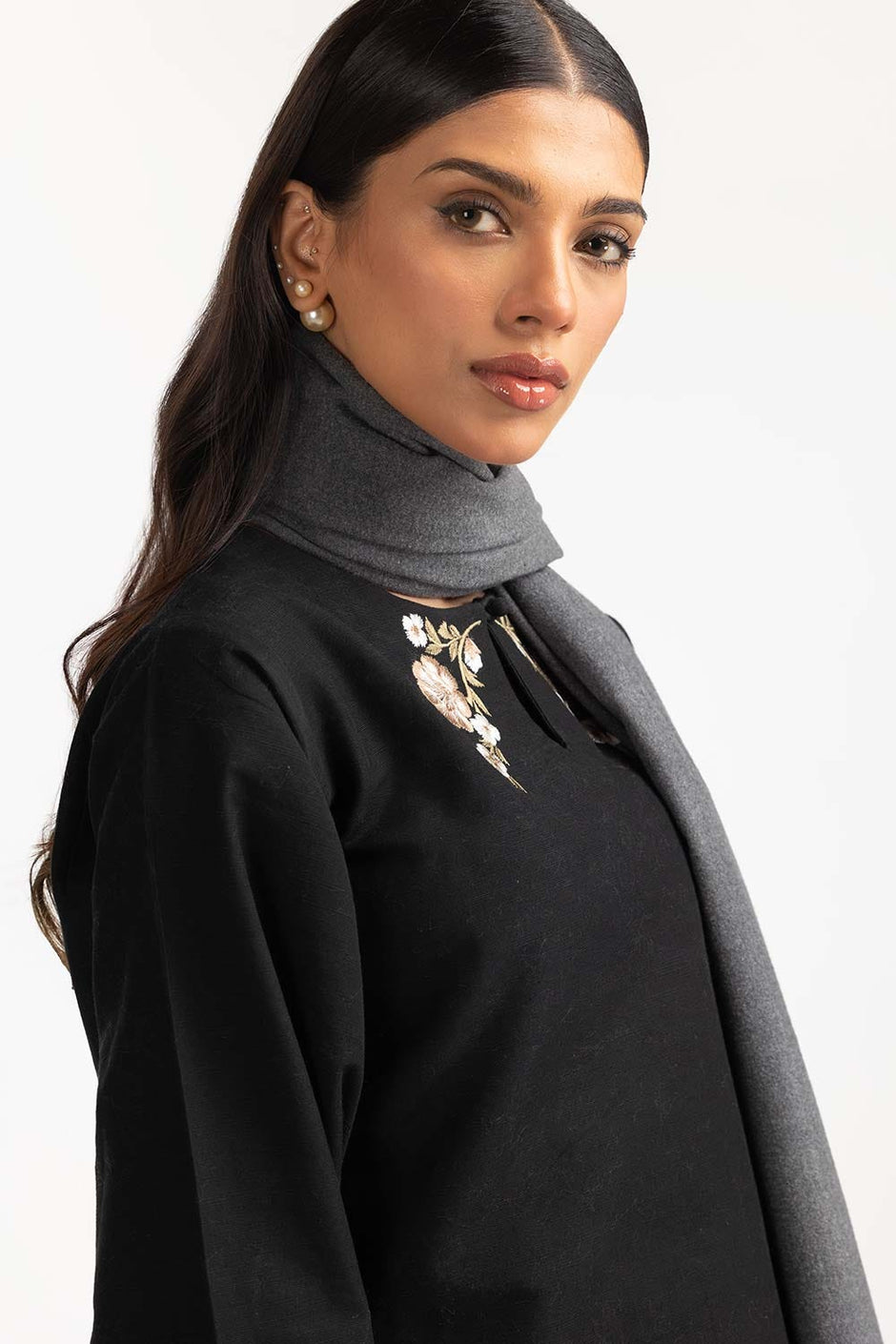 Charcoal Polyester Scarf