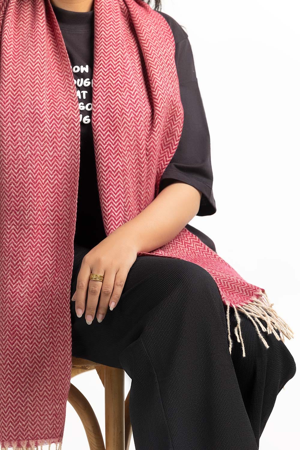 Red Blended Chivron Scarf SCF-24-049