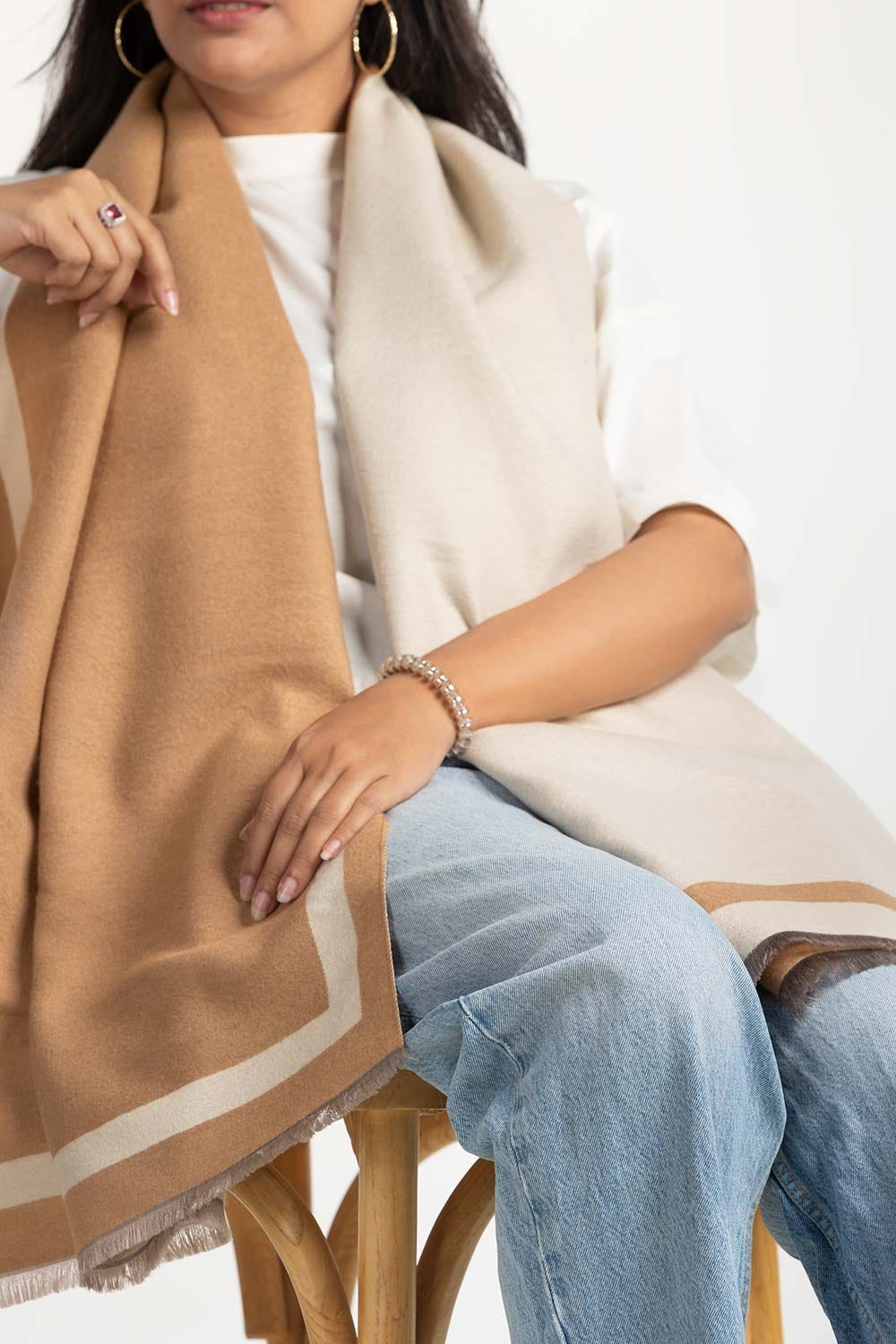 Mustard Double Side Two Colors Blended Scarf SCF-24-075