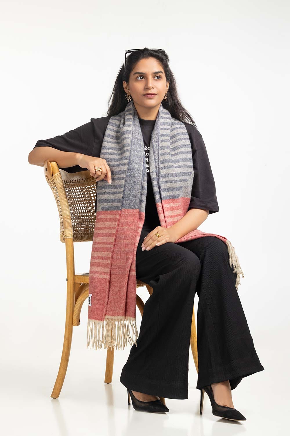 Cream Blended Stripe Scarf SCF-24-078